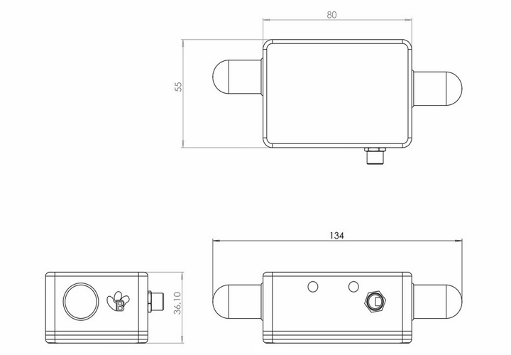 BeanDevice® 2.4GHz AX-3D 傳(chuan) 感器尺寸圖