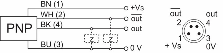 O300.GP-PV1T.72N 傳(chuan) 感器的接線圖及針角定義(yi) 圖