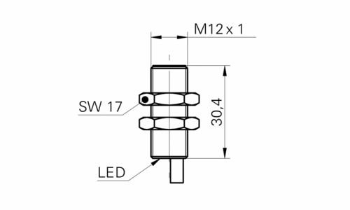 IFRM 12N1701/L 接近開關傳感器的尺寸圖